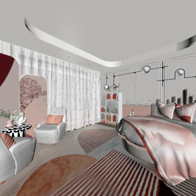  北欧女孩房su模型 