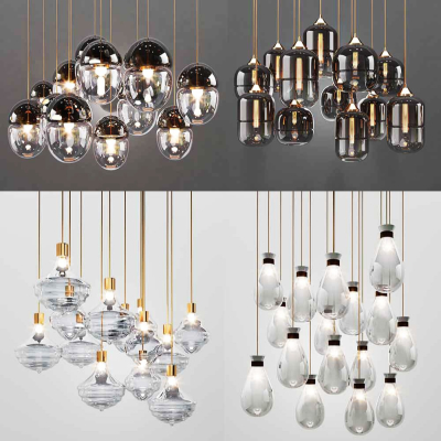 现代玻璃多头吊灯3d模型