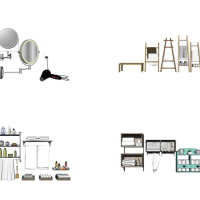  现代毛巾架置物架su模型 