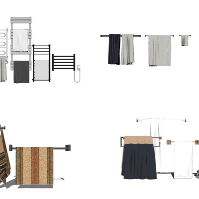  现代毛巾架置物架su模型 