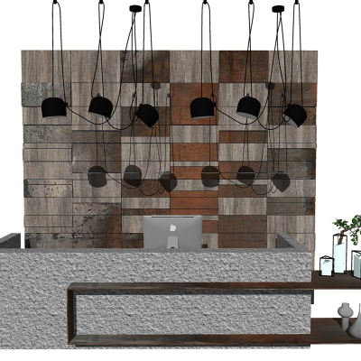  现代服务台接待台su模型 