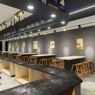  现代快餐店su模型 