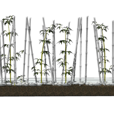  现代竹子盆景su模型 