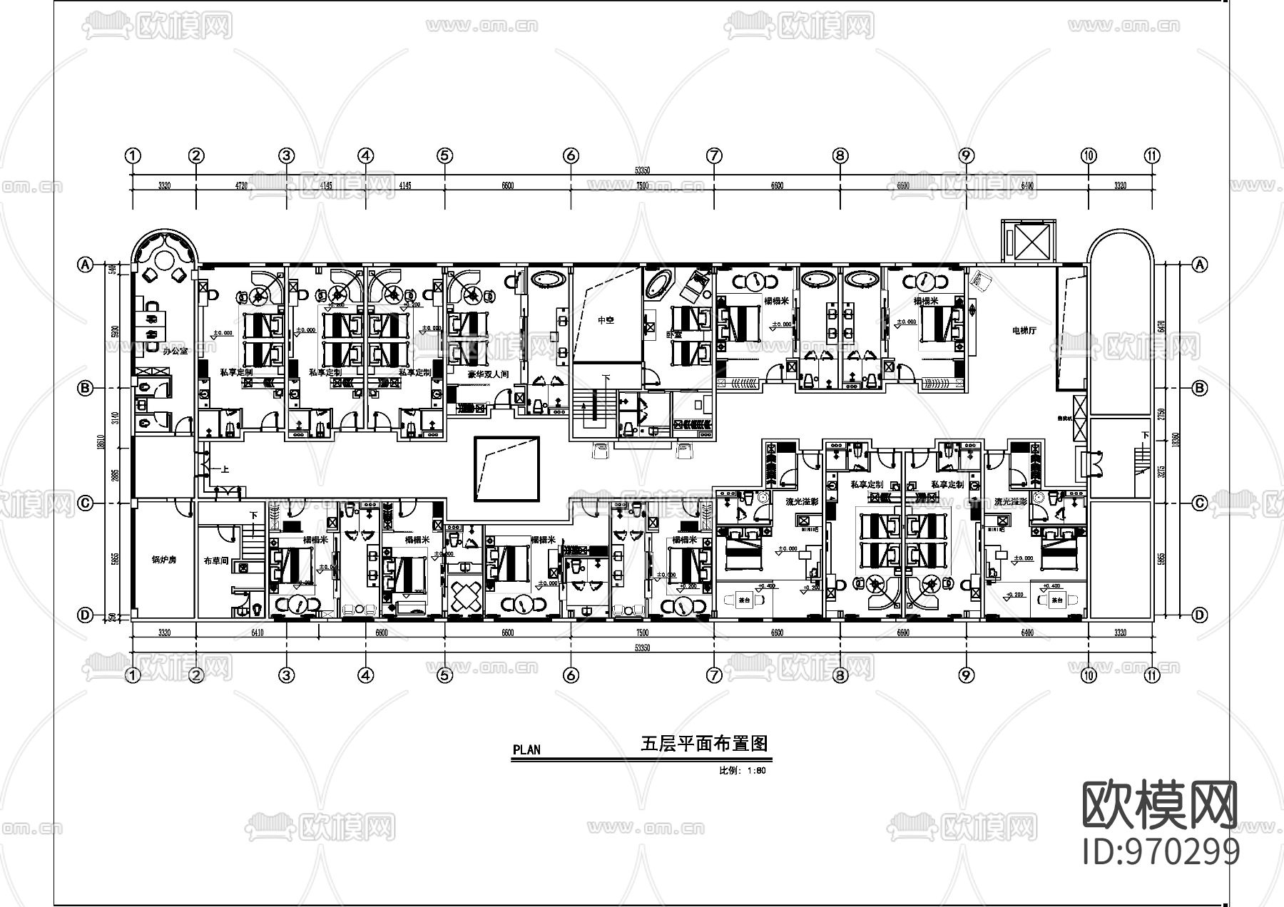 梦工厂时尚酒店平面施工图下载（渲染图2）
