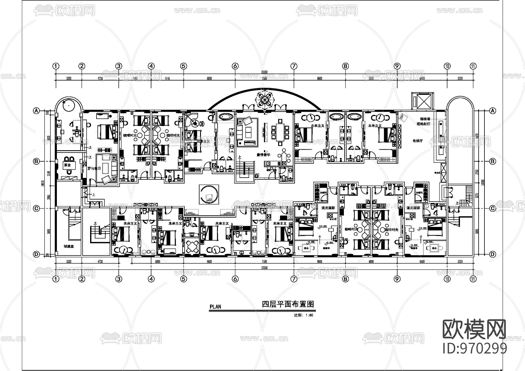 梦工厂时尚酒店平面施工图下载（渲染图1）