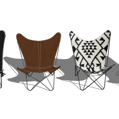  现代铁艺休闲躺椅组合su模型 