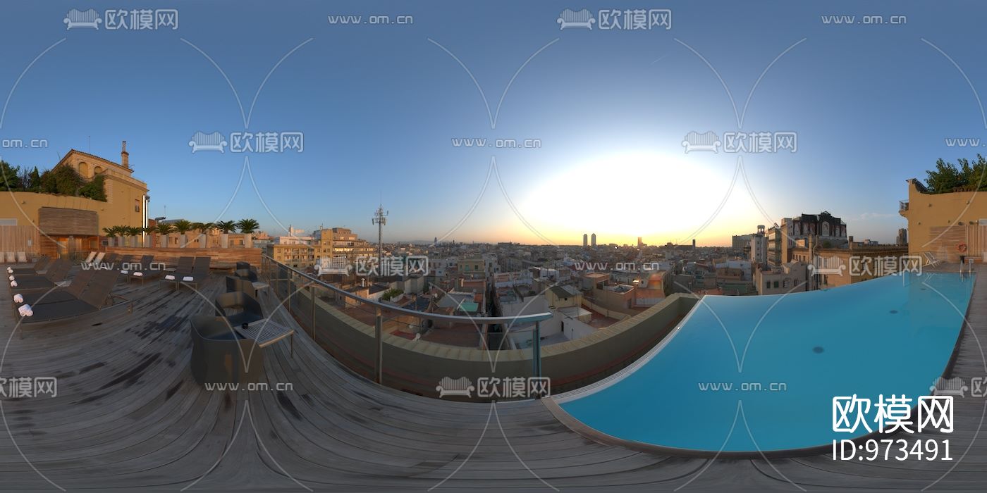 楼顶露台都市风景hdr外景贴图