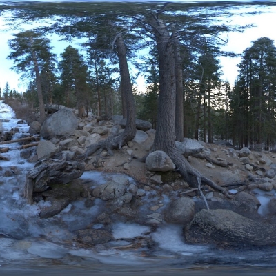  树林雪融小溪hdr外景贴图 