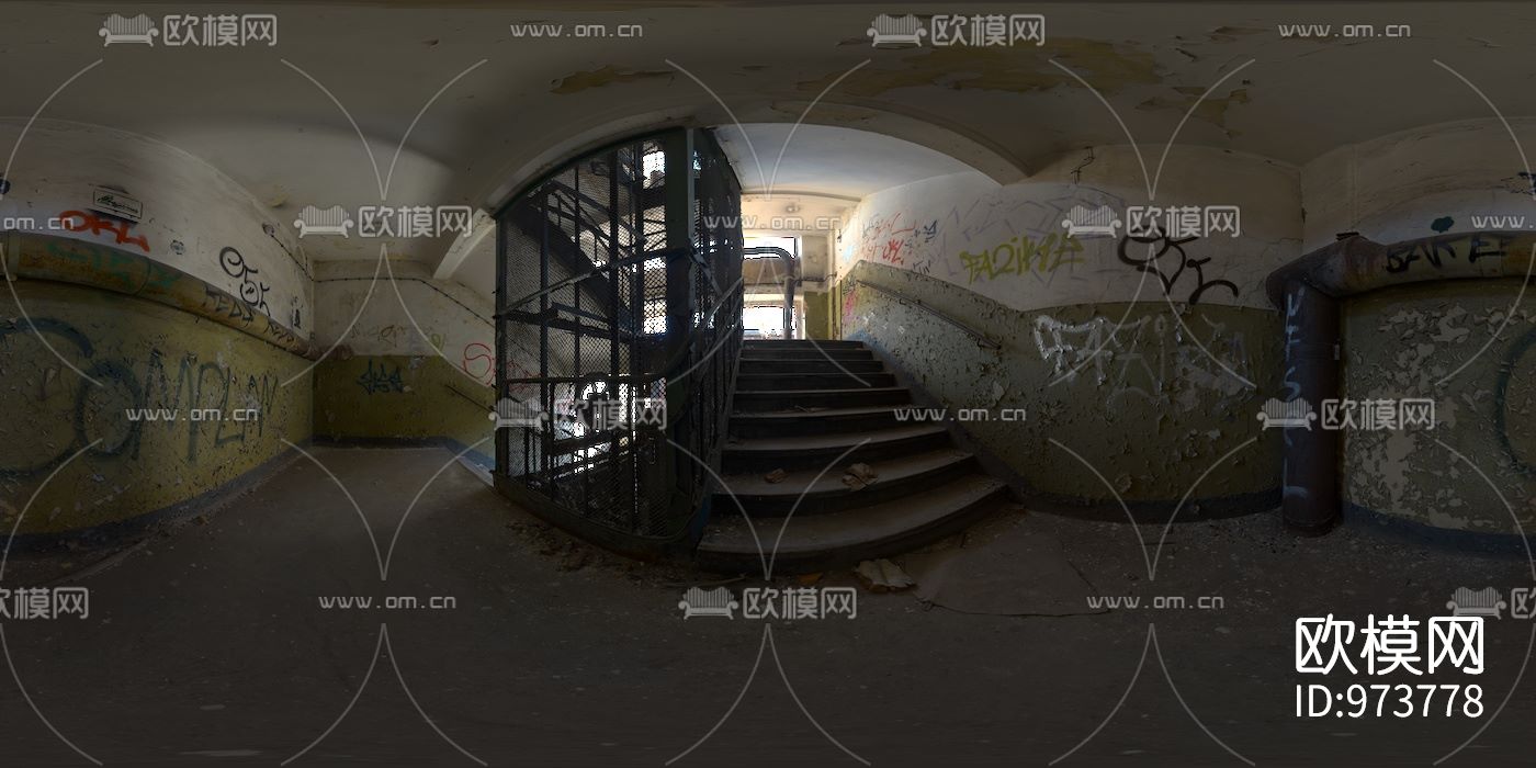 工业荒废建筑楼梯hdr外景贴图下载