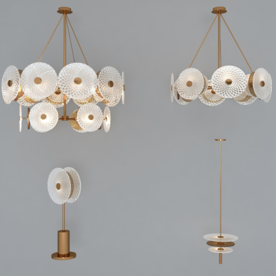 现代玻璃多头吊灯3d模型