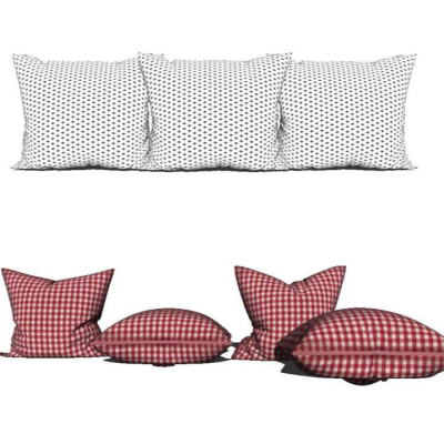  现代布艺格子抱枕组合su模型 