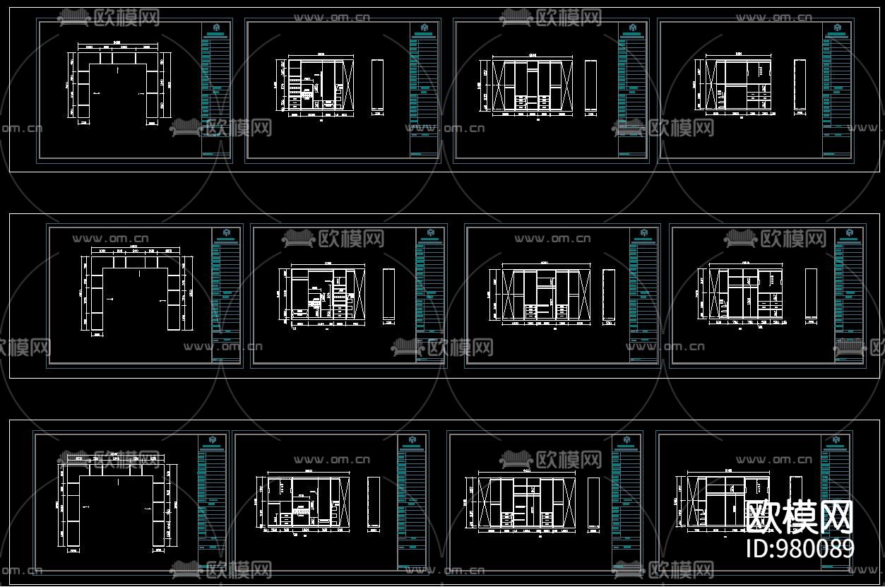 L型 U弄 衣柜内部结构CAD图库下载（渲染图9）