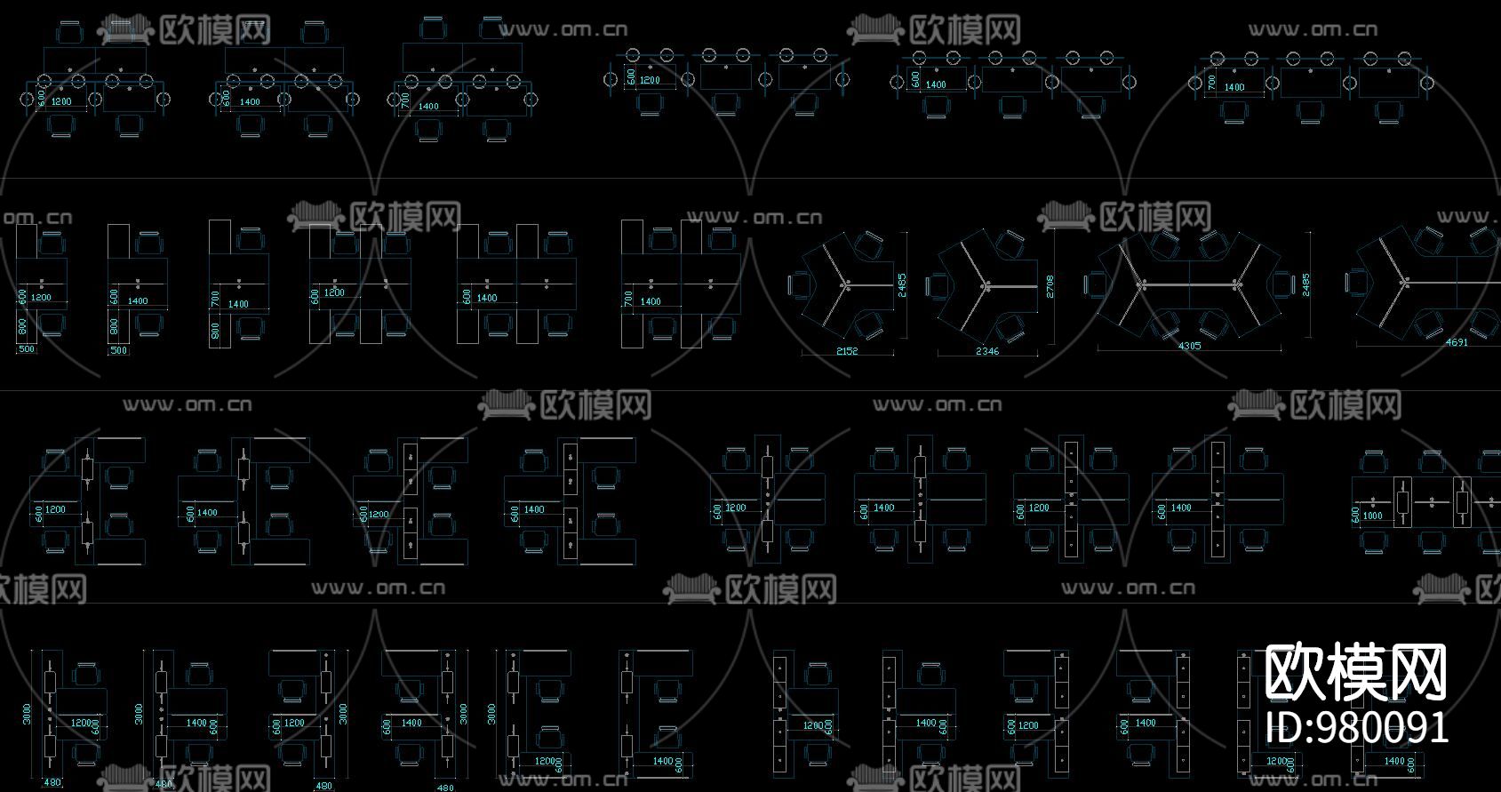 办公家具CAD图集下载（渲染图3）