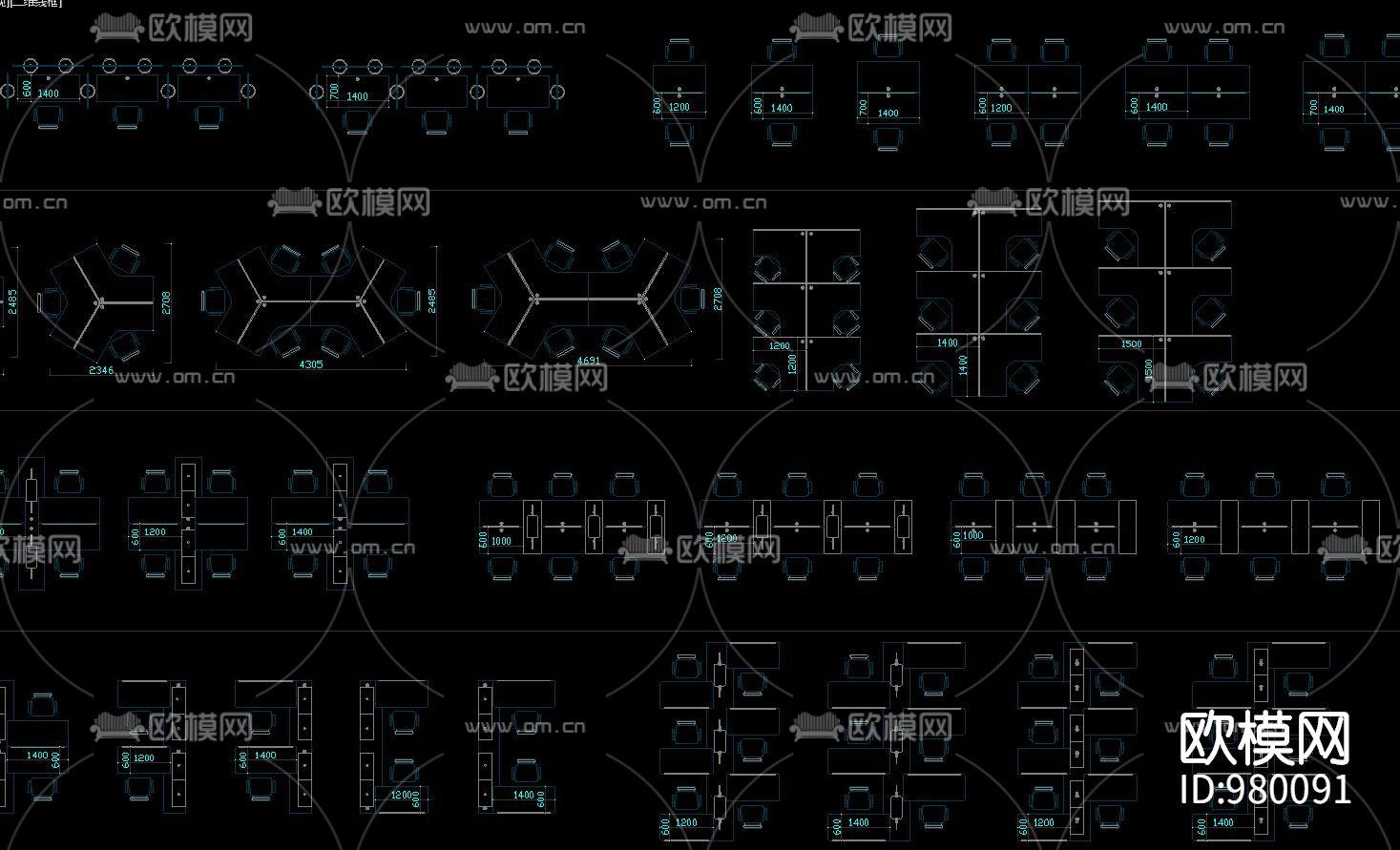 办公家具CAD图集下载（渲染图4）