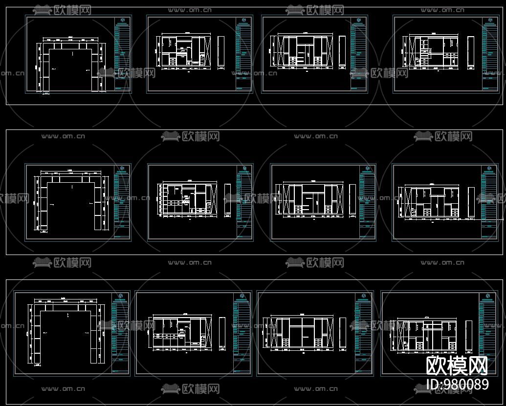 L型 U弄 衣柜内部结构CAD图库下载（渲染图5）