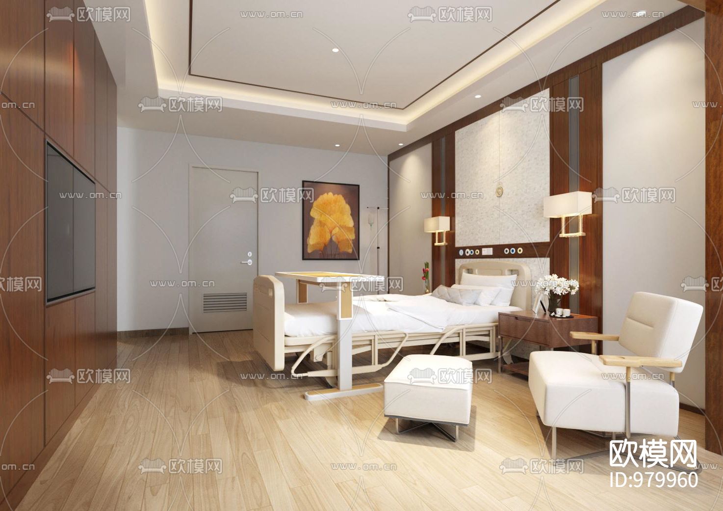 工人医院住院部VIP楼层cad施工图附加效果图