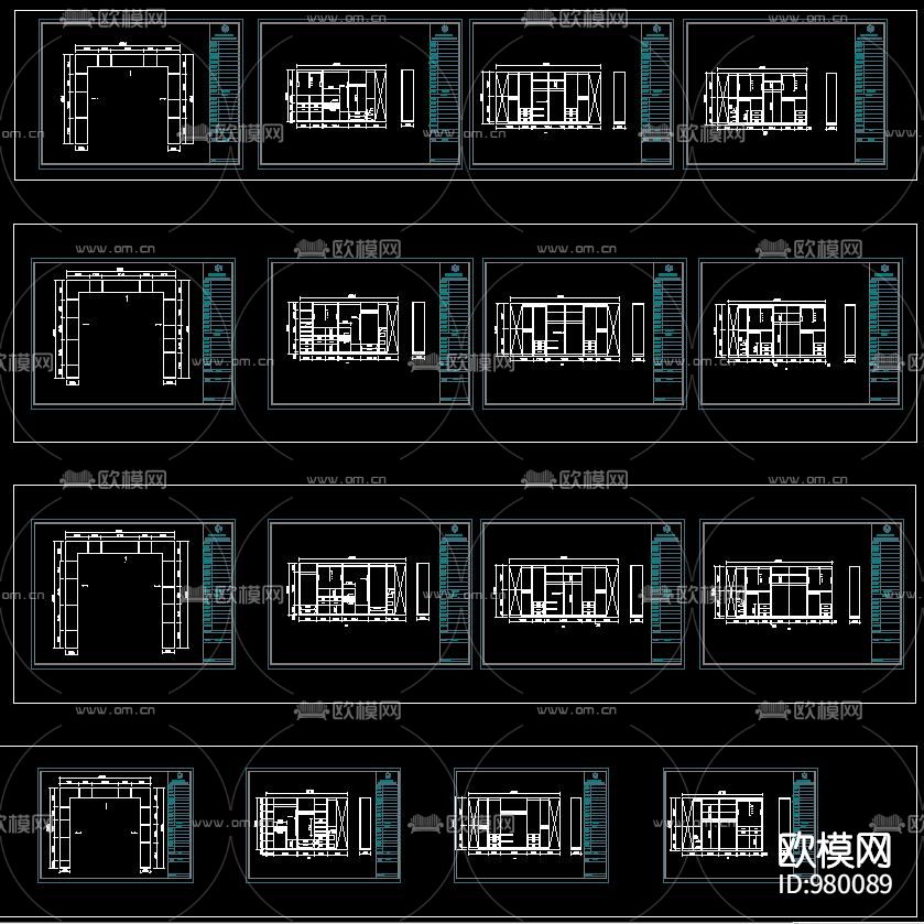 L型 U弄 衣柜内部结构CAD图库下载（渲染图4）