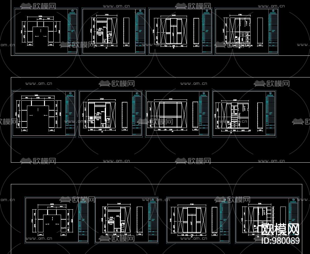 L型 U弄 衣柜内部结构CAD图库下载（渲染图7）