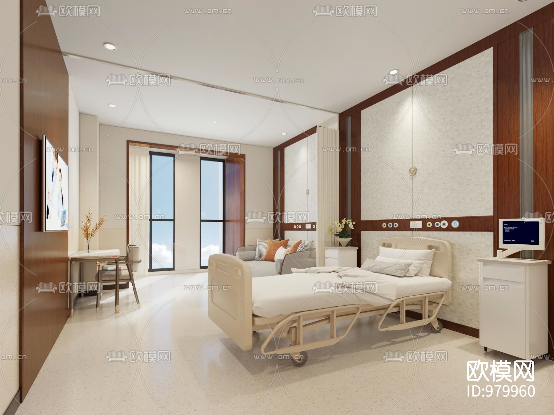 工人医院住院部VIP楼层cad施工图附加效果图