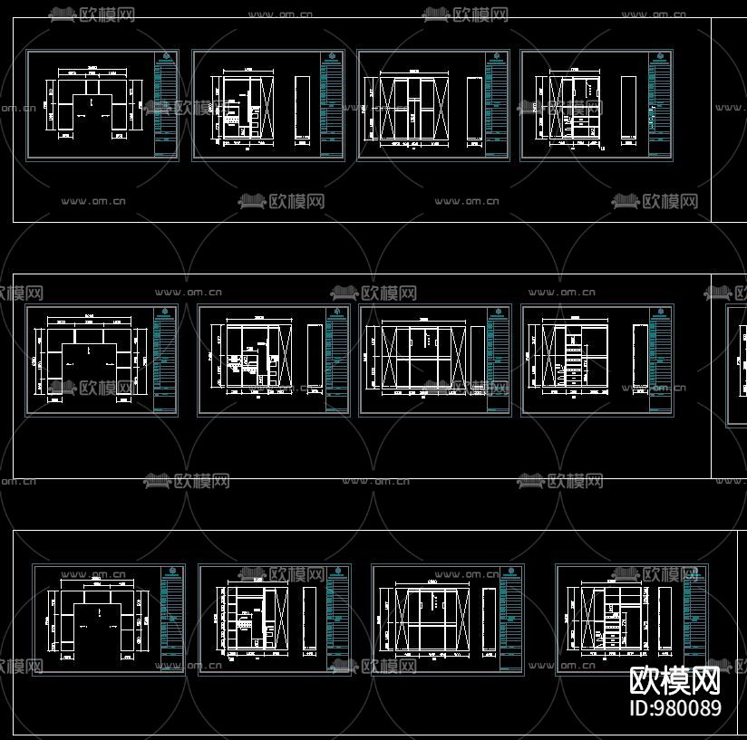 L型 U弄 衣柜内部结构CAD图库下载（渲染图6）