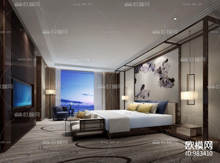 新中式双层别墅室内装修图（含效果）下载（渲染图1）