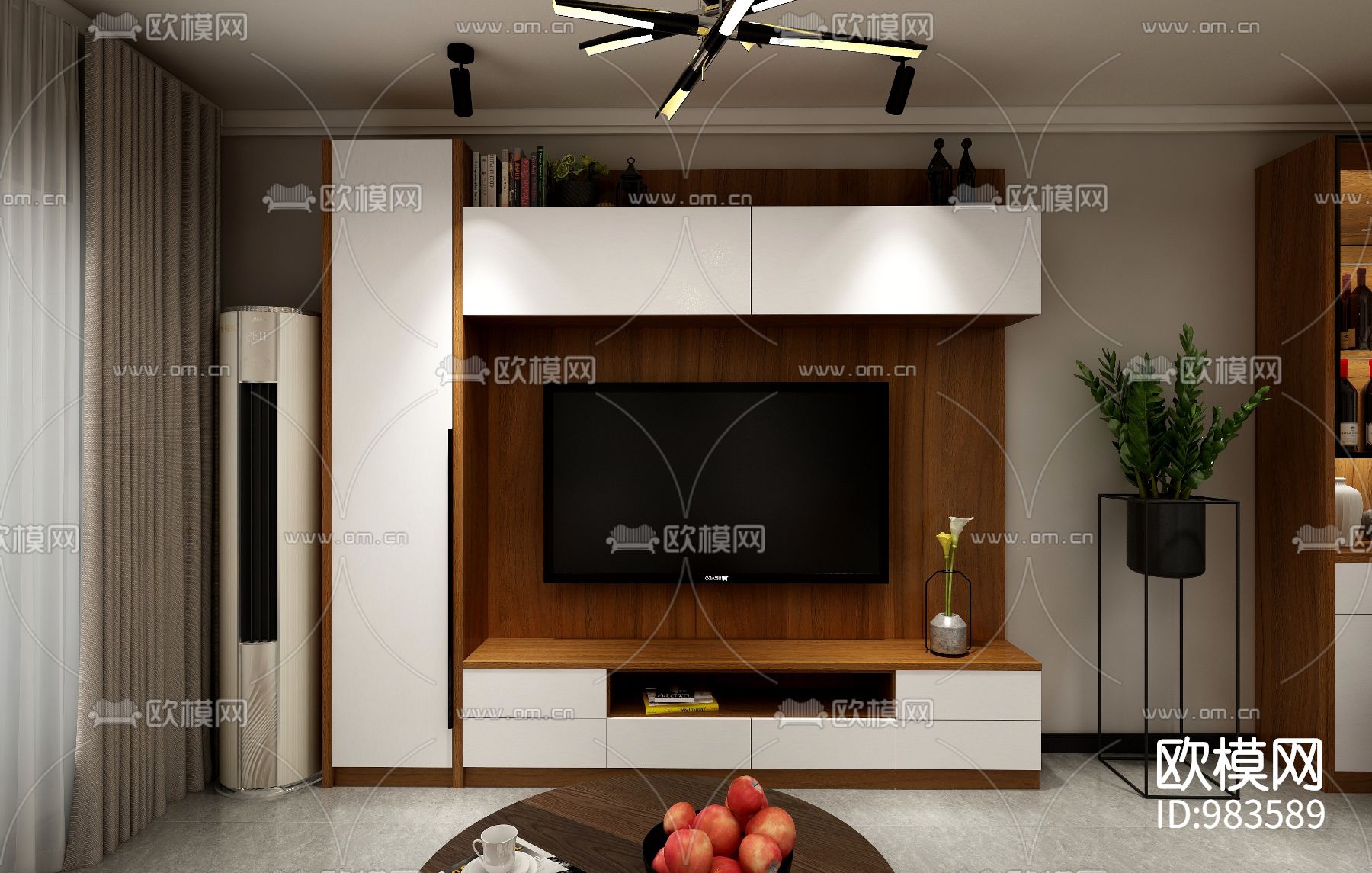 三室两厅现代极简装修效果图下载（渲染图4）