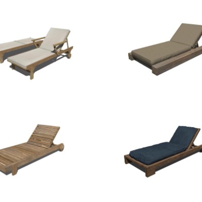  现代布艺休闲躺椅组合su模型 