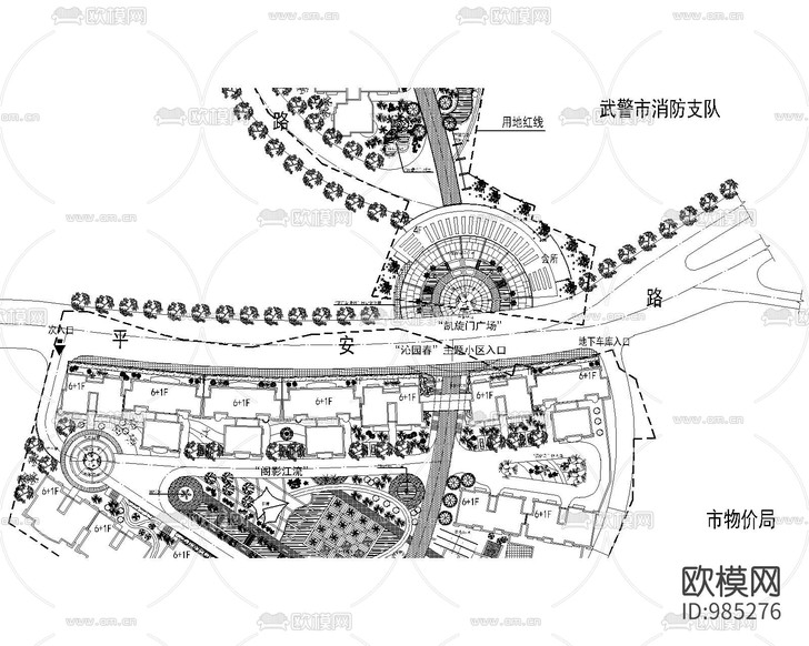 小区景观设计方案下载(渲染图1)