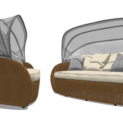  现代户外多人沙发su模型 