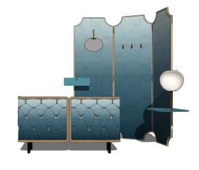 现代玄关柜屏风组合su模型