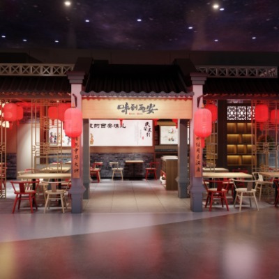  中式餐厅su模型 