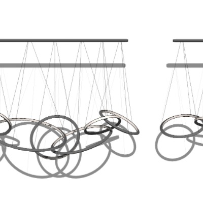 现代金属环形吊灯su模型