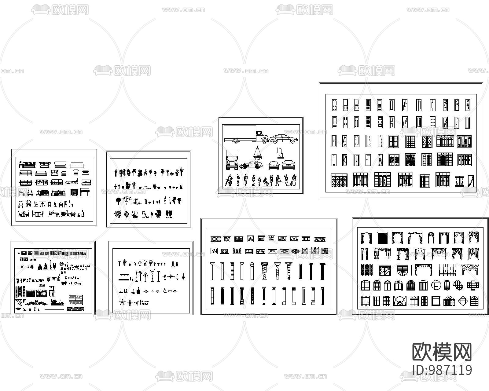 立面图块集图库下载（渲染图2）