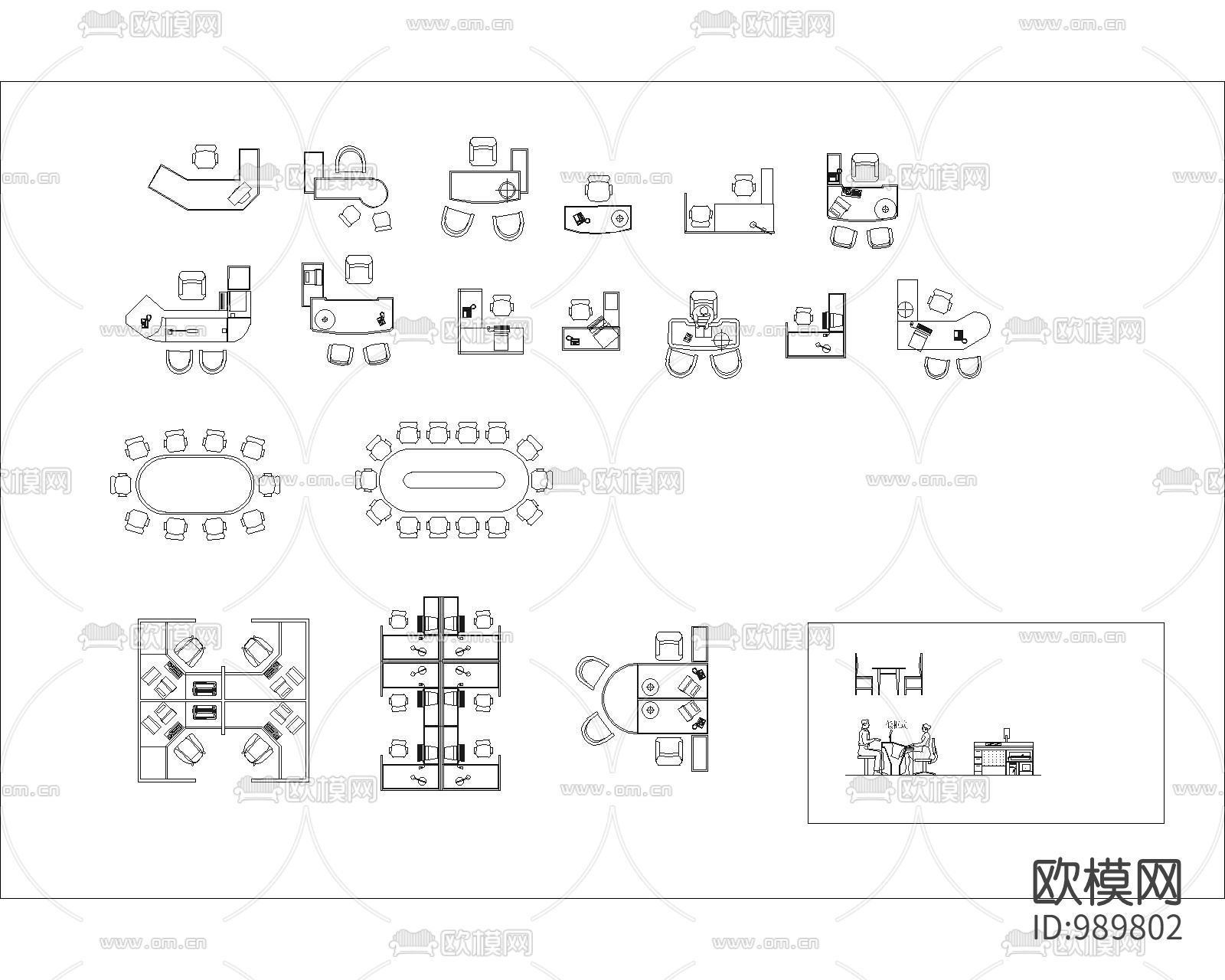 办公桌椅组合图库下载（渲染图2）