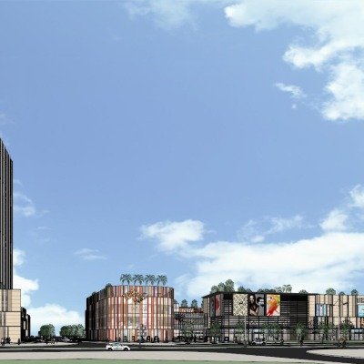  现代商业住宅综合体su模型 