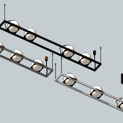 现代办公吊灯组合su模型 