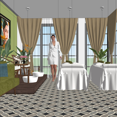  现代SPA养生馆su模型 