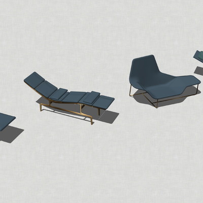  现代异形躺椅组合su模型 