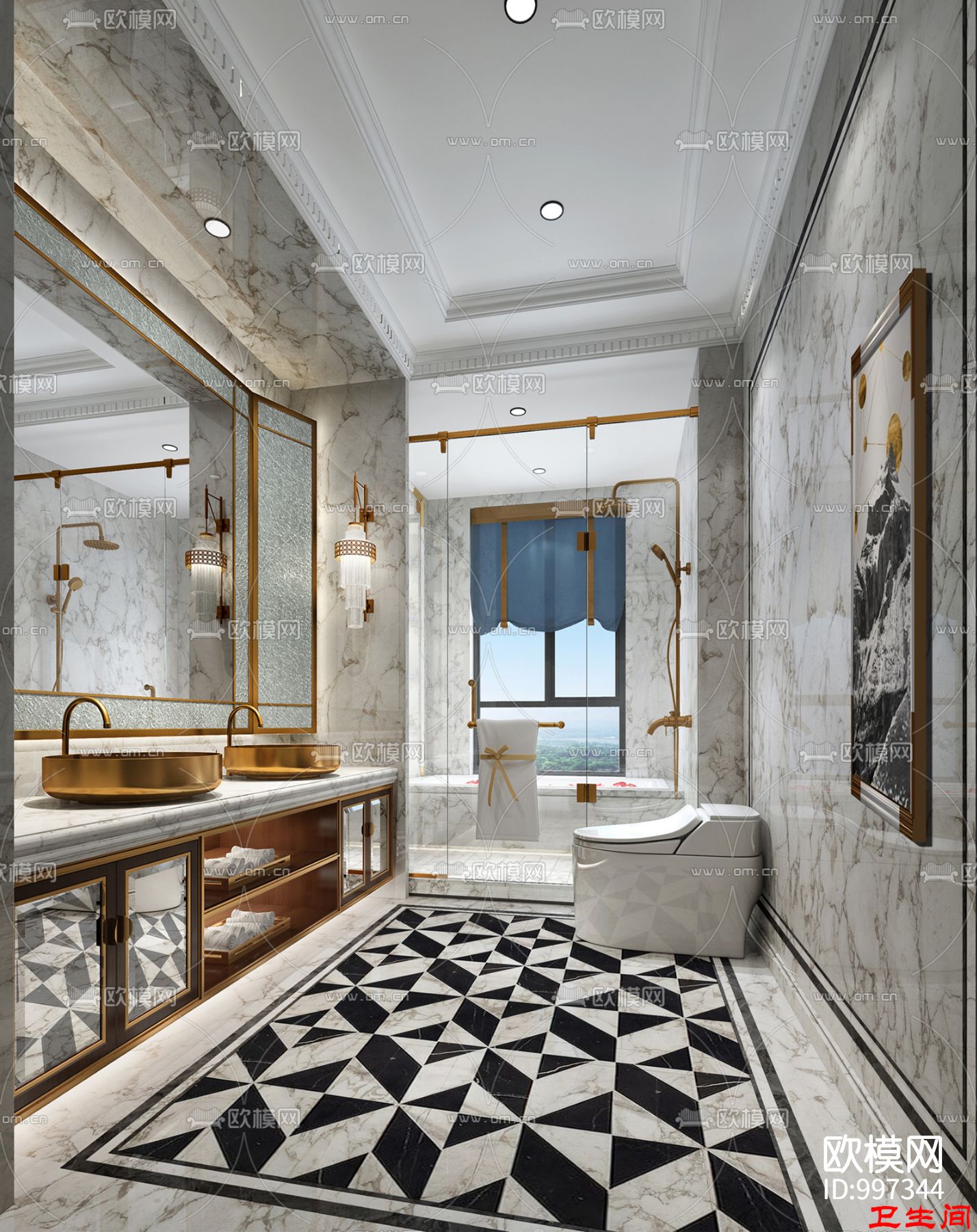 桂林漓江庭院别墅装修全套CAD施工图下载（渲染图2）