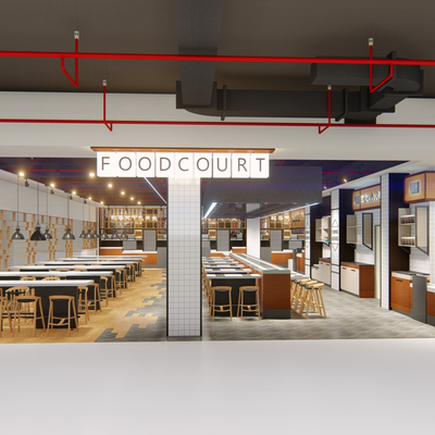  现代快餐店su模型 