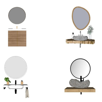  北欧木质洗手盆su模型 