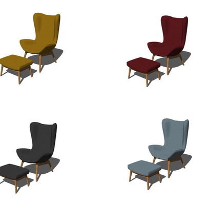  北欧高背休闲沙发su模型 