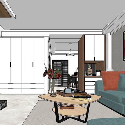  现代简约公寓su模型 