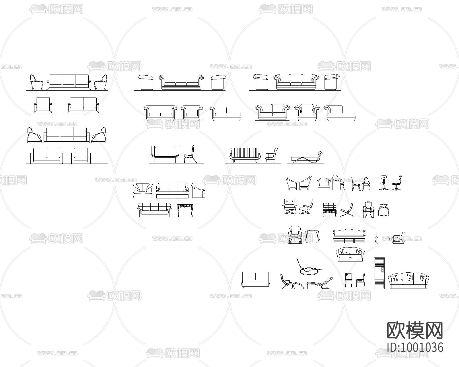 沙发与椅与空调图库下载（渲染图1）
