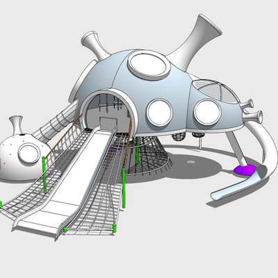  现代飞船儿童滑梯su模型 