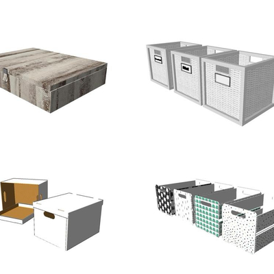  现代储物箱组合su模型 