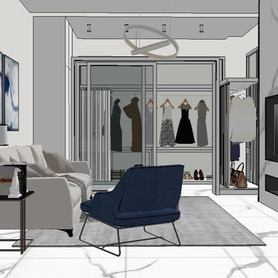  现代简约公寓su模型 