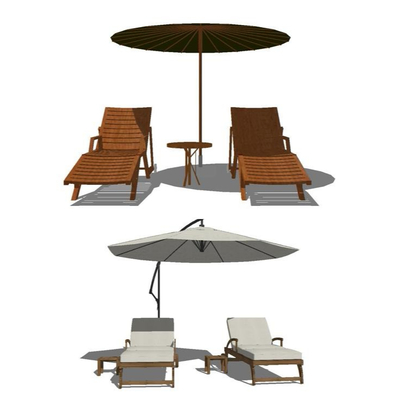  现代户外休闲躺椅su模型 