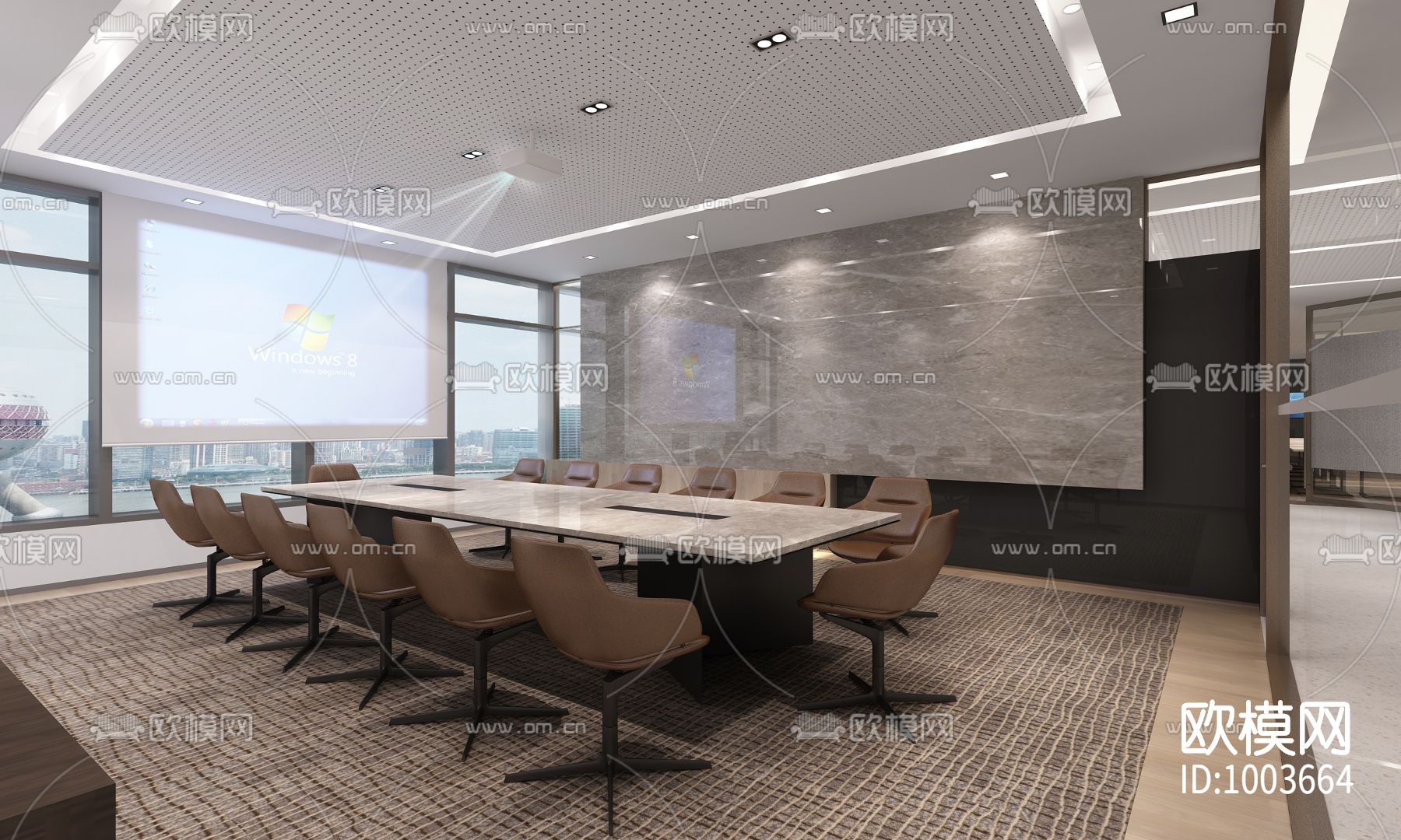 广发证券上海国金16楼办公室室内施工图下载（渲染图4）