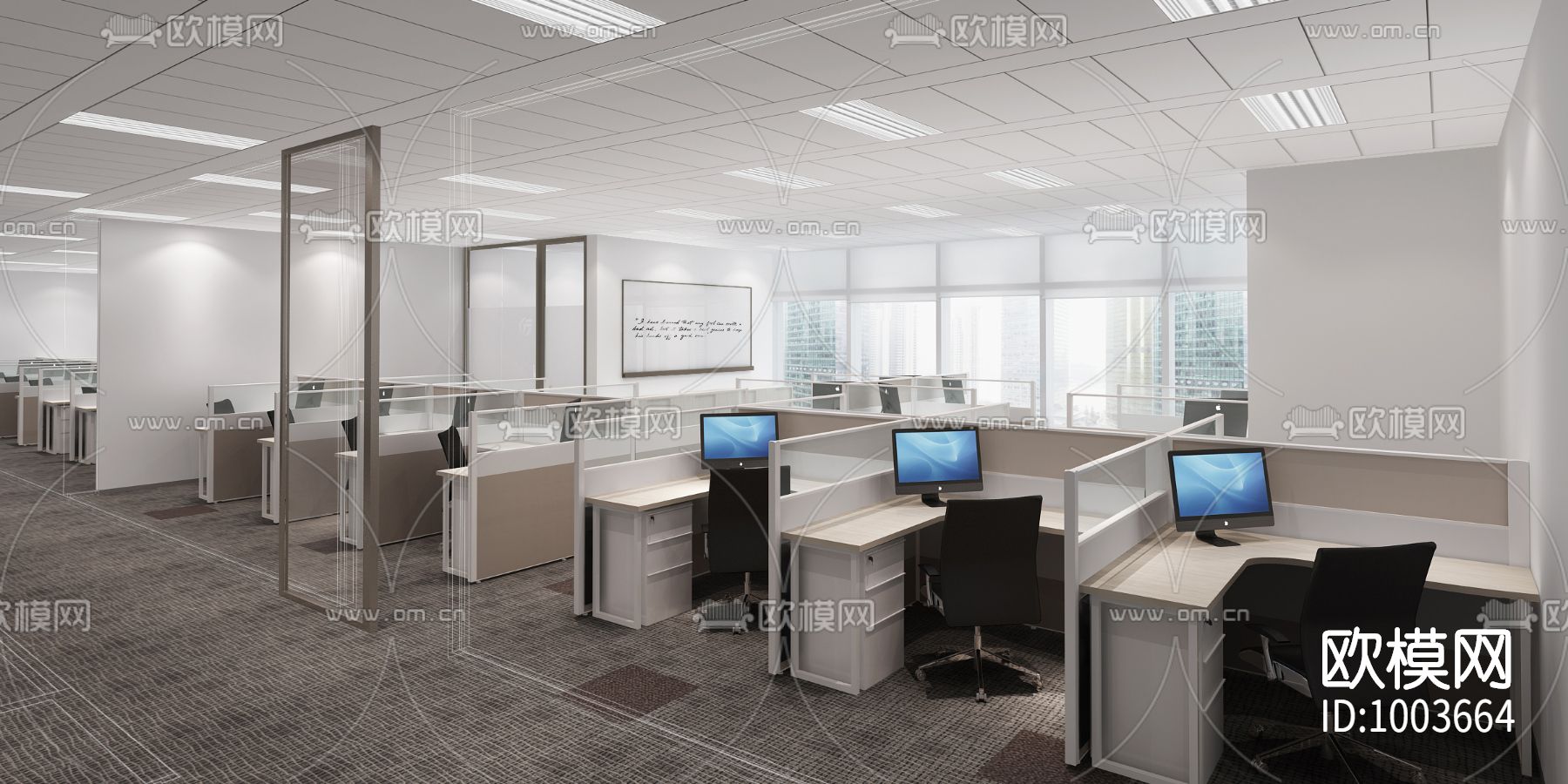 广发证券上海国金16楼办公室室内施工图下载（渲染图2）